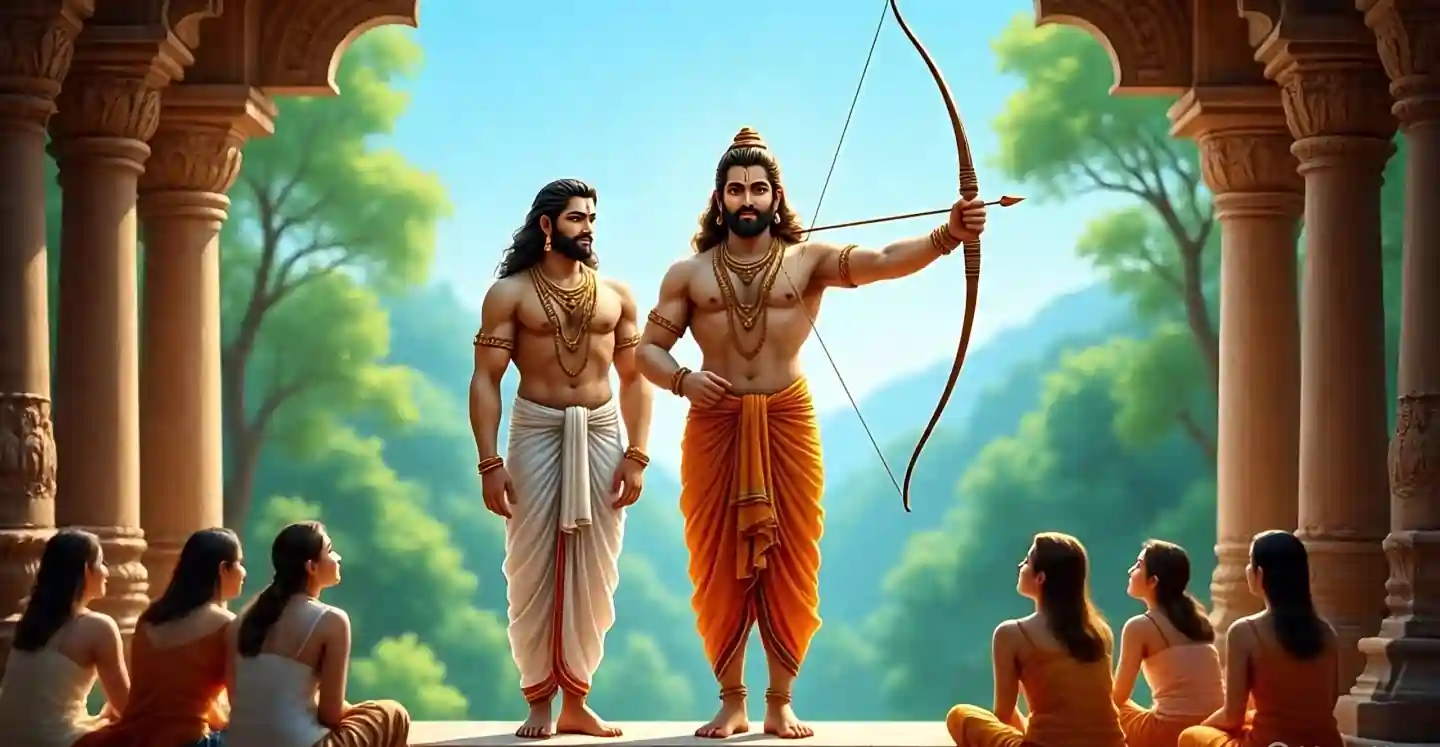 श्रीरामाचे चित्र जिथे भक्त राम रक्षा स्तोत्राचे पठण करत आहेत