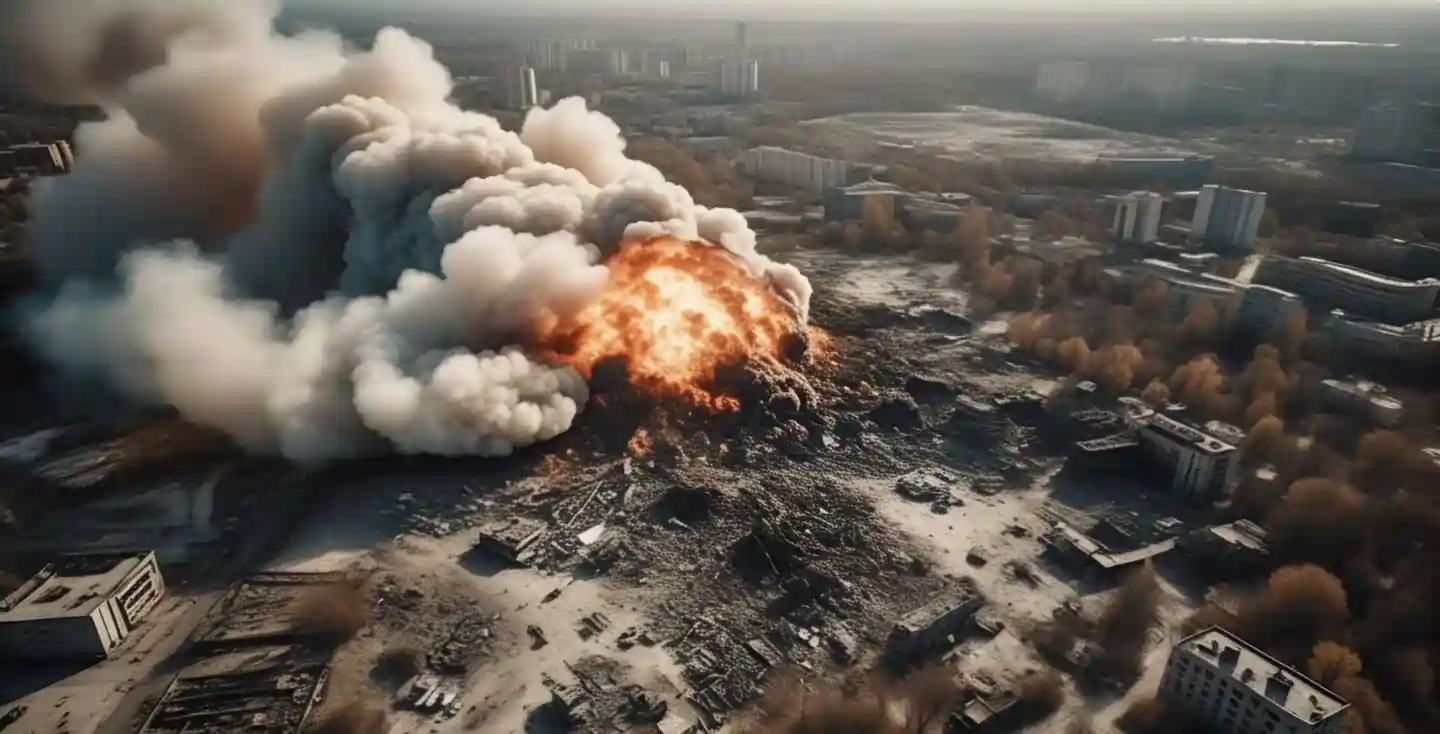 Satellite image or on-ground image of Kharkiv explosion