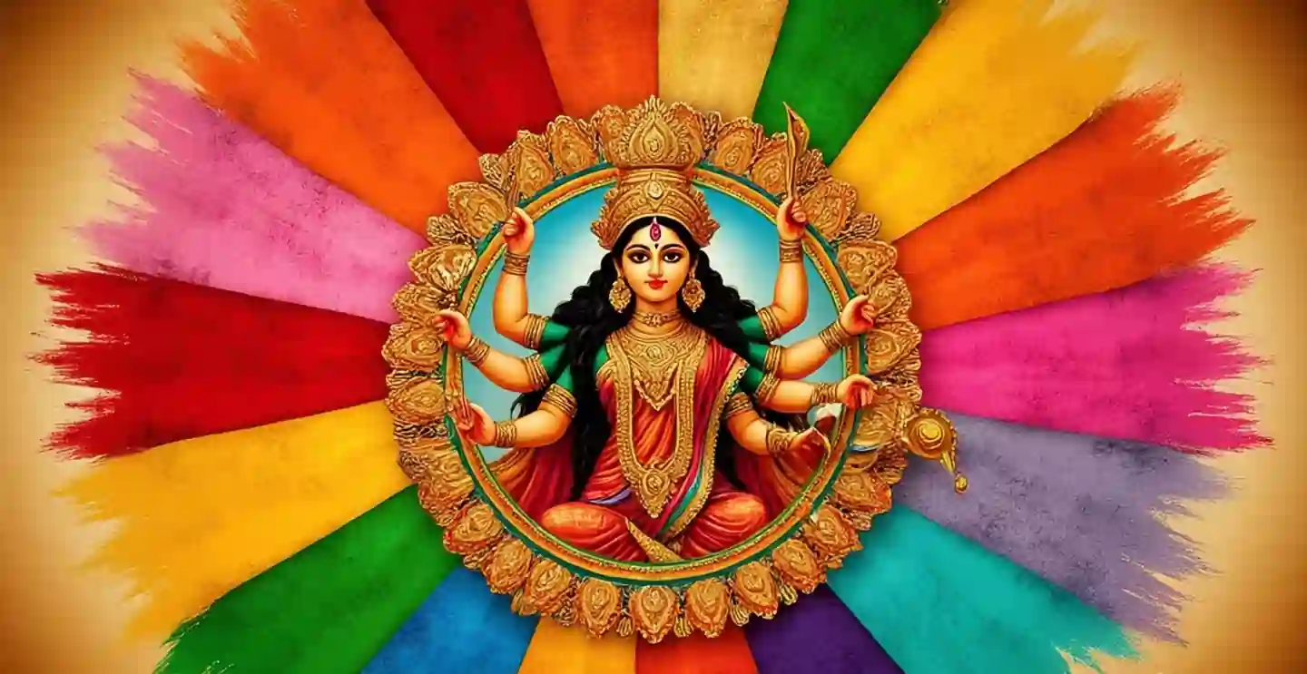 Navratri Nine Colors 2025 with Goddess Durga and daily color significance.